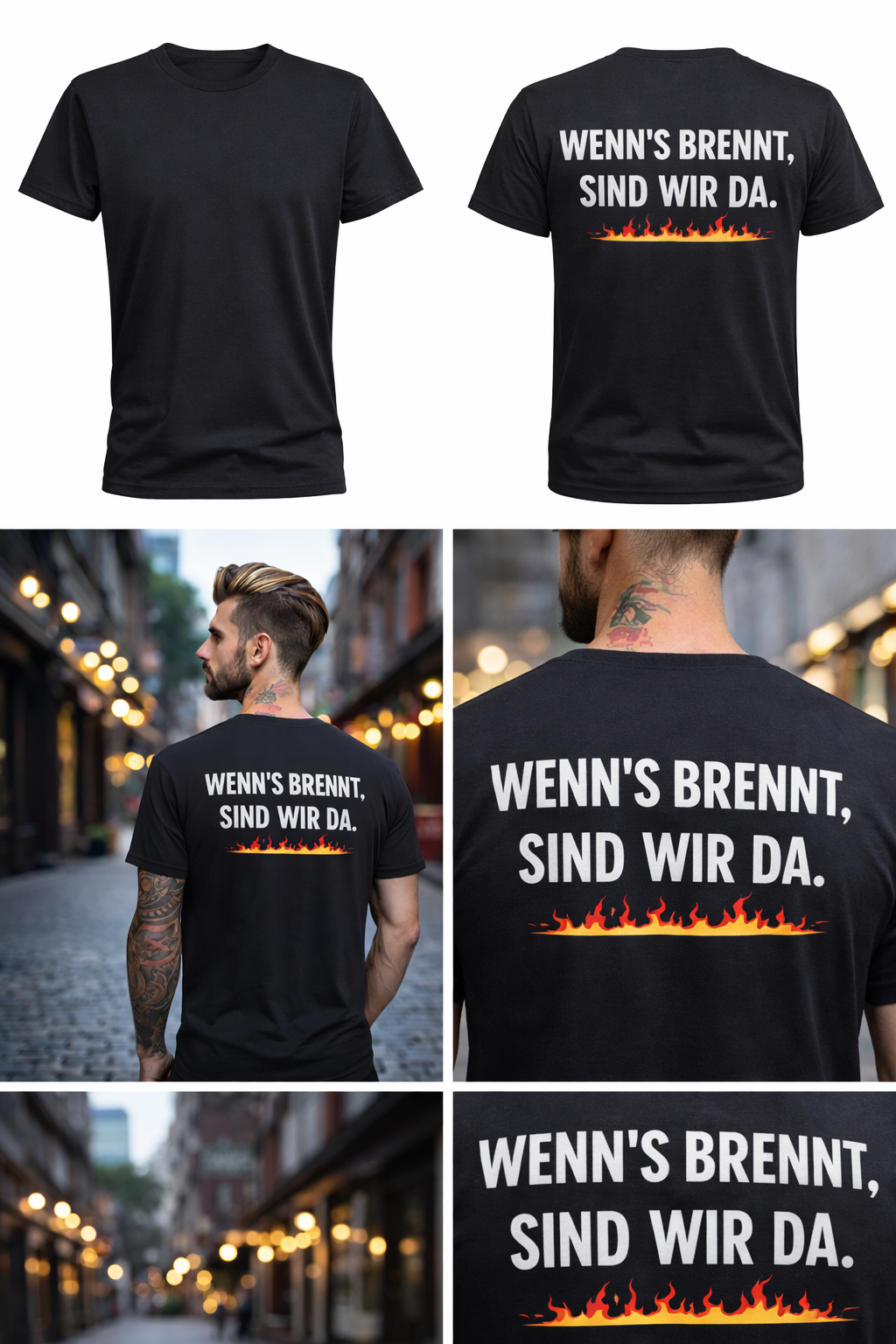 Feuerwehr Statement T‑Shirt – „Wenn’s brennt, sind wir da“