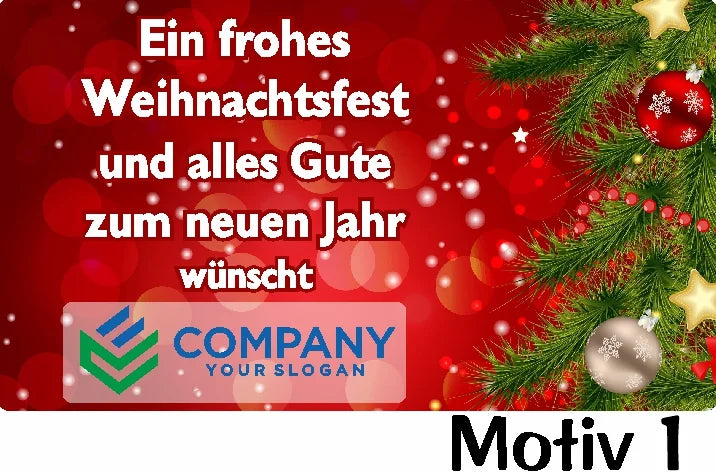 Weihnachtsaufkleber Motiv 1 mit individuellem Firmenlogo