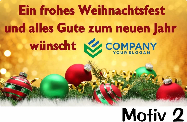 Weihnachtsaufkleber Motiv 2 mit individuellem Firmenlogo