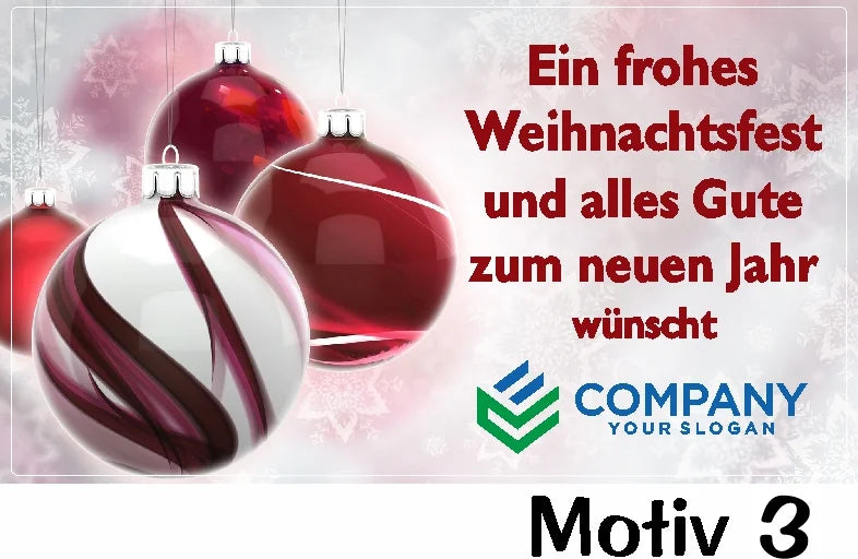 Weihnachtsaufkleber Motiv 3 mit individuellem Firmenlogo