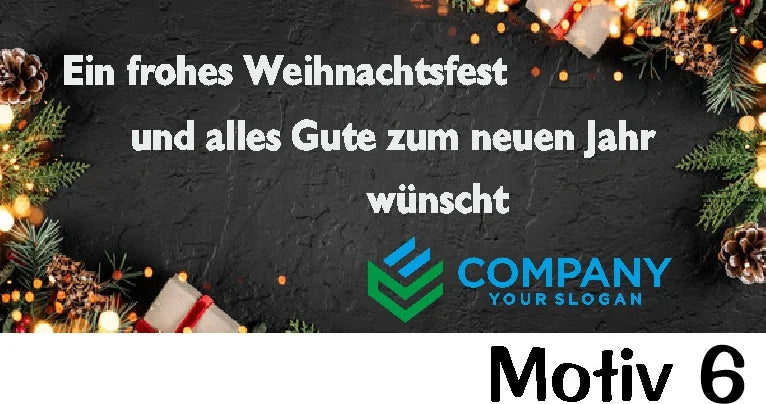 Weihnachtsaufkleber Motiv 6 mit individuellem Firmenlogo