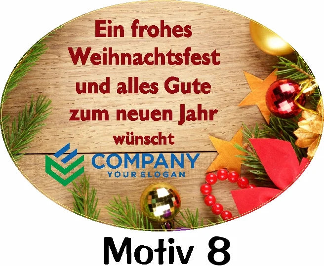 Weihnachtsaufkleber Motiv 8 mit individuellem Firmenlogo